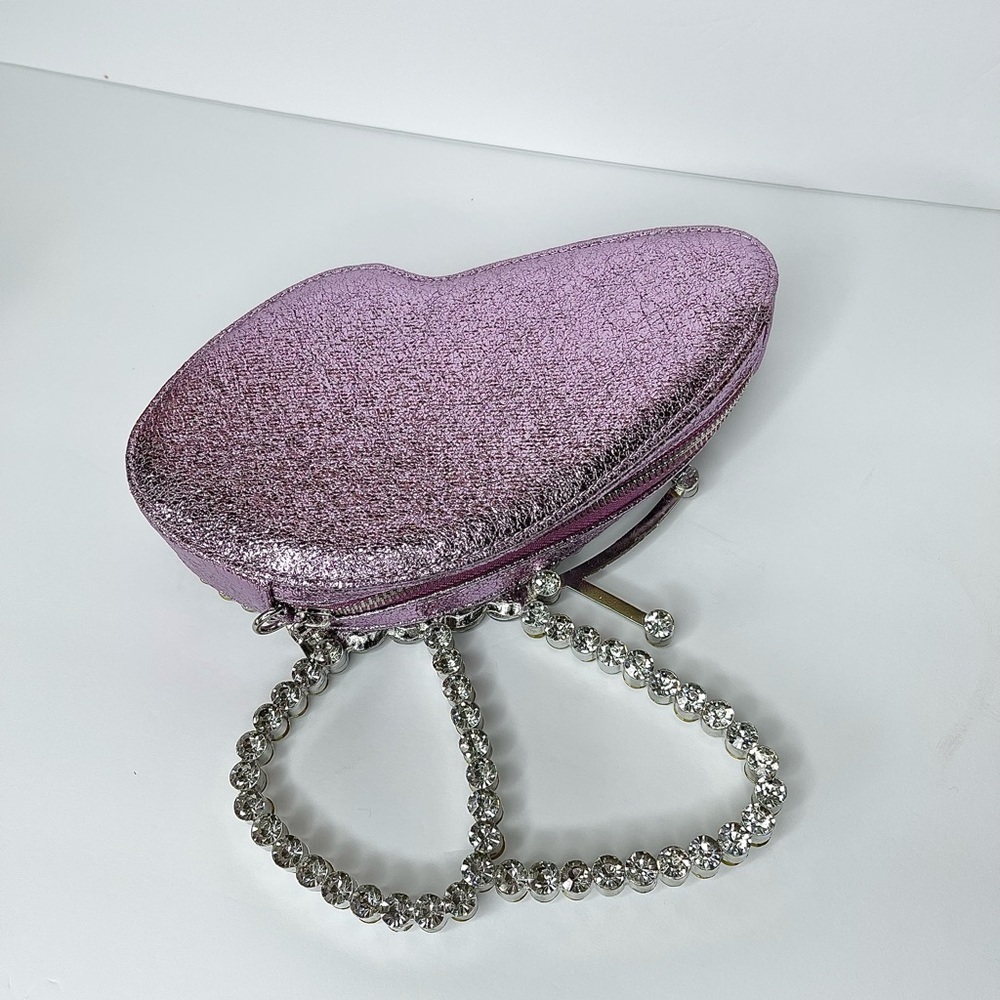 Crystal-Butterfly Trim evening Clutch Bag - Lilac - Picture 4 of 4